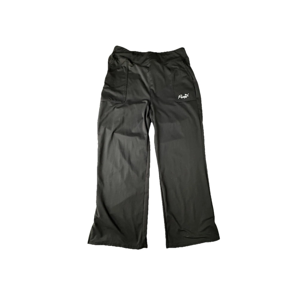 Puma Womens Black Wide Leg Pants 1X High Waist Yoga Lounge Pockets 680737-01
